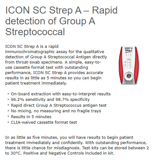 Icon SC strep A | rapid detection of group A streptococcal
