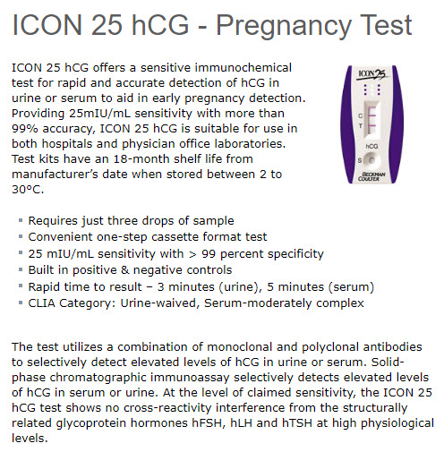 Icon 25 HCG | Pregnancy test