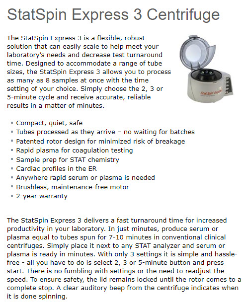 statspin express 3 centrifuge